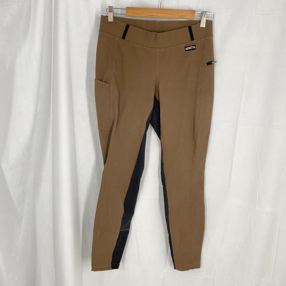 Kerrits Women’s Equestrian Riding Breeches Full Brown / Black Made in USA Size M